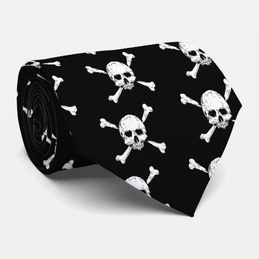 スカルおよび十字の骨 ネクタイ (ロール)