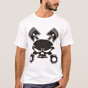 スカルおよび十字ピストン Tシャツ