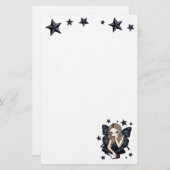 スカルおよび星のゴシック様式妖精の文房具 便箋 (正面/裏面)