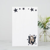 スカルおよび星のゴシック様式妖精の文房具 便箋 (スタンド正面)