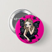 "スカルおよび星"ボタン 缶バッジ (正面&裏面)