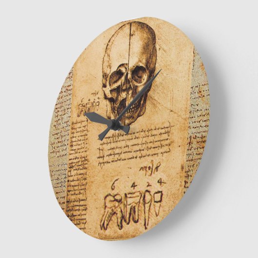 スカルおよび歯の歯科医院、歯科医の羊皮紙 ラージ壁時計 (傾斜)