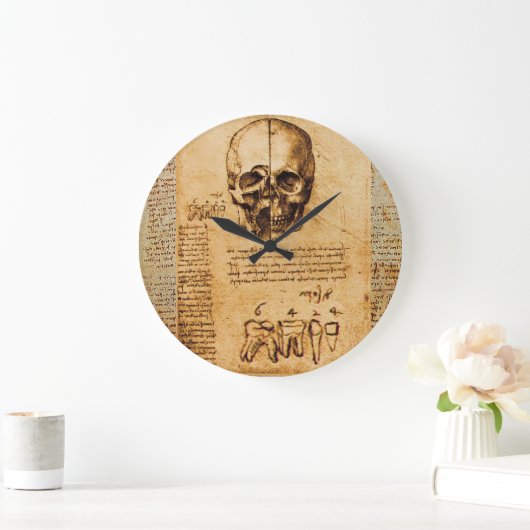 スカルおよび歯の歯科医院、歯科医の羊皮紙 ラージ壁時計 (ホーム)