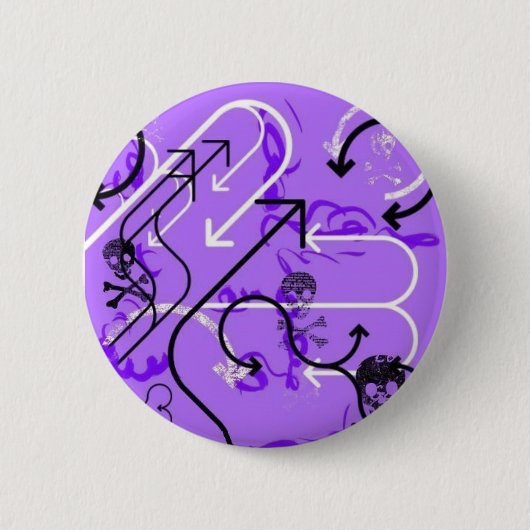 スカルおよび矢 缶バッジ (正面)