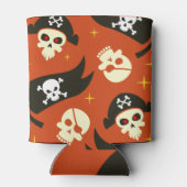 スカルおよび編集可能な文字付きクロスボーン 缶クーラー (裏面)