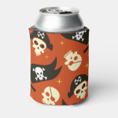 スカルおよび編集可能な文字付きクロスボーン 缶クーラー (缶裏面)