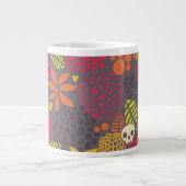 スカルおよび花 ジャンボコーヒーマグカップ (正面)