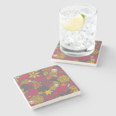 スカルおよび花 ストーンコースター (横)