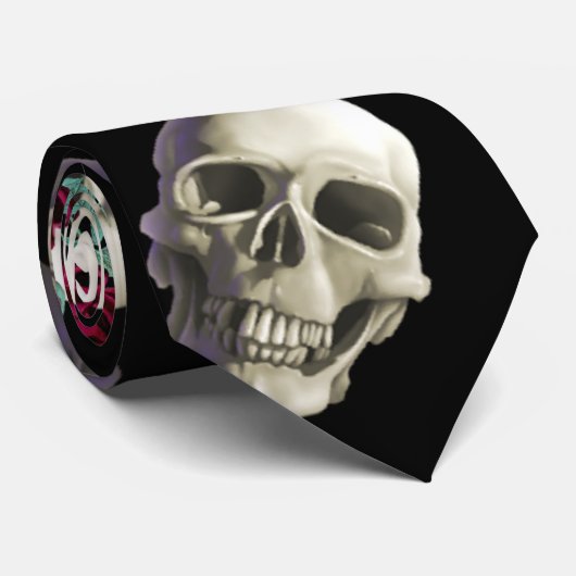 スカルおよび花 ネクタイ (ロール)