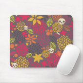 スカルおよび花 マウスパッド (マウス)