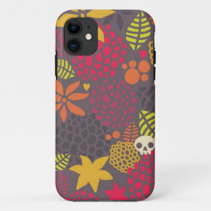 スカルおよび花 iPhone 11 ケース