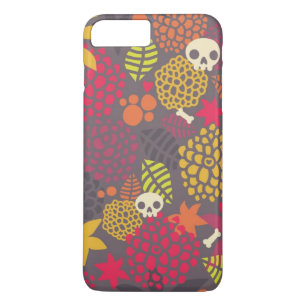 スカルおよび花 iPhone 8 PLUS/7 PLUSケース