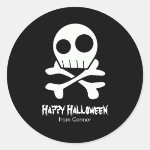 スカルおよび骨の子供ハロウィン ラウンドシール