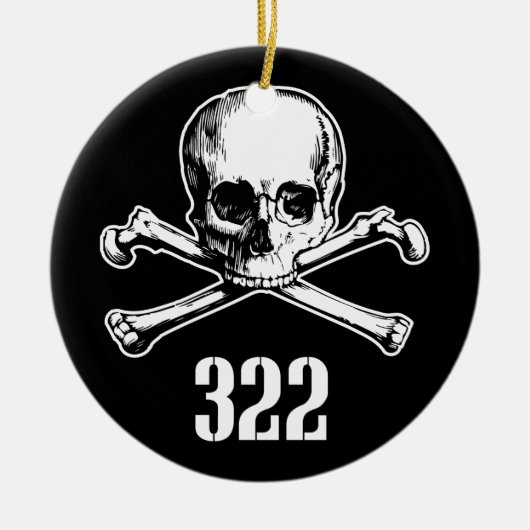 スカルおよび骨322 セラミックオーナメント (正面)