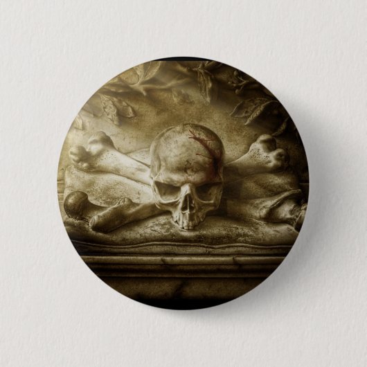 スカルおよび骨 缶バッジ (正面)