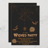 スカルこうもりとスパイダーズハローウィンパーティ 招待状 (正面/裏面)