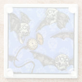 スカルこうもりの時間 – ポップ・アートのゴシック悪夢超現実的 ガラスコースター (裏面)