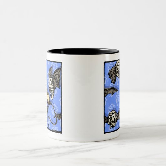 スカルこうもりの時間 – ポップ・アートのゴシック悪夢超現実的 ツートーンマグカップ (中央)