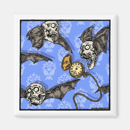 スカルこうもりの時間 – ポップ・アートのゴシック悪夢超現実的 マグネット (正面)