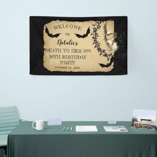スカルこうもりの死に彼女の20歳の誕生日パーティー 横断幕 (トレードショー)