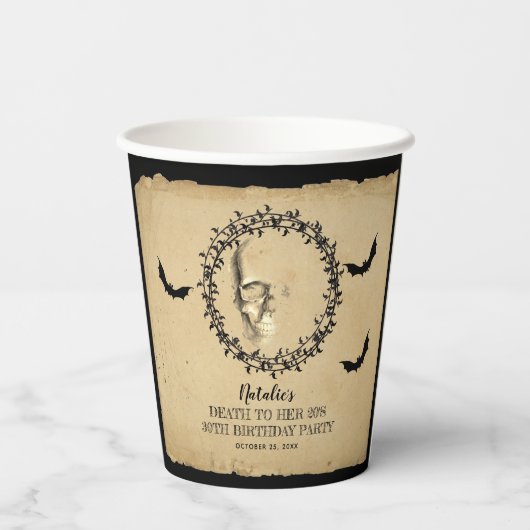 スカルこうもりの死に彼女の20歳の誕生日パーティー 紙コップ (裏面)