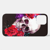 スカルで、黒い花の枝と赤いバラの海 Case-Mate iPhoneケース (裏面 (横))