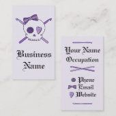 スカルとかぎ針（紫の背景） 名刺 (正面/裏面)