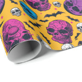 スカルとこうもりハロウィーン ラッピングペーパー (ロールコーナー)