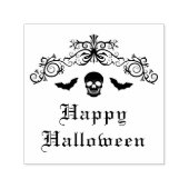 スカルとこうもりフローリッシュ縁どハッピーハローウィン セルフインキングスタンプ (デザイン)