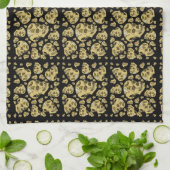 スカルとこうもりレイベンと幽霊タトゥー キッチンタオル (折り畳み)