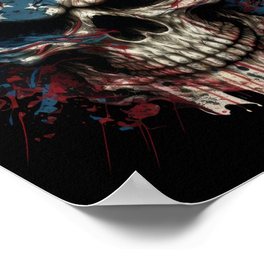 スカルとアメリカの国旗を掲げた ポスター (角)