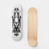スカルとイカの手描きイラストレーション スケートボード (正面)