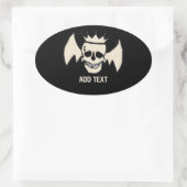 スカルとウィング、文字の追加、 楕円形シール (バッグ)