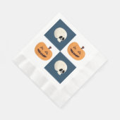 スカルとカボチャのチェック 縁ありランチョンナプキン (角)