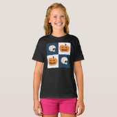 スカルとカボチャのチェック Tシャツ (正面フル)