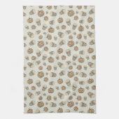 スカルとカボチャのハロウィーンパターン キッチンタオル (縦)