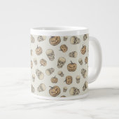 スカルとカボチャのハロウィーンパターン ジャンボコーヒーマグカップ (正面右)