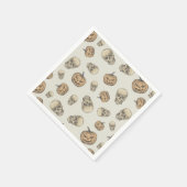 スカルとカボチャのハロウィーンパターン スタンダードカクテルナプキン (角)