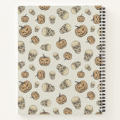 スカルとカボチャのハロウィーンパターン ノートブック (裏面)