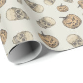 スカルとカボチャのハロウィーンパターン ラッピングペーパー (ロールコーナー)