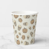 スカルとカボチャのハロウィーンパターン 紙コップ (裏面)