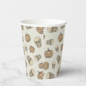 スカルとカボチャのハロウィーンパターン 紙コップ (右)