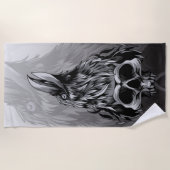 スカルとカラスビーチタオル ビーチタオル (正面)