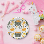 スカルとカルドン不気味ハローウィンパーティ ペーパープレート (パーティー)