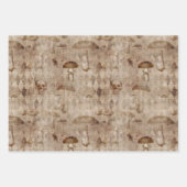 スカルとキノコの茶色 ラッピングペーパーシート (正面)