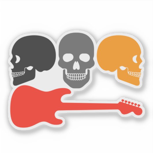 スカルとギター シール (正面)