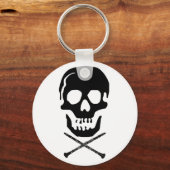 スカルとクラリネット – 黒（白） キーホルダー (正面)