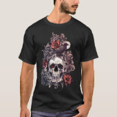 スカルとクロウとバラ Tシャツ (正面)