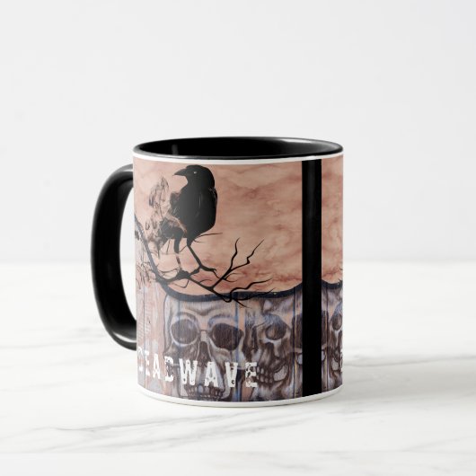 スカルとクロウの恐怖パーソナライズされた マグカップ (正面左)
