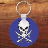 スカルとクロススケートボードキーチェーン キーホルダー (正面)